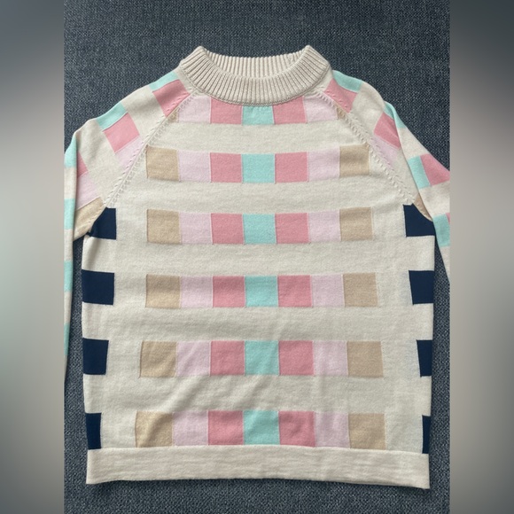 PAPER London pastel color block wool crewneck sweater - Picture 2 of 6